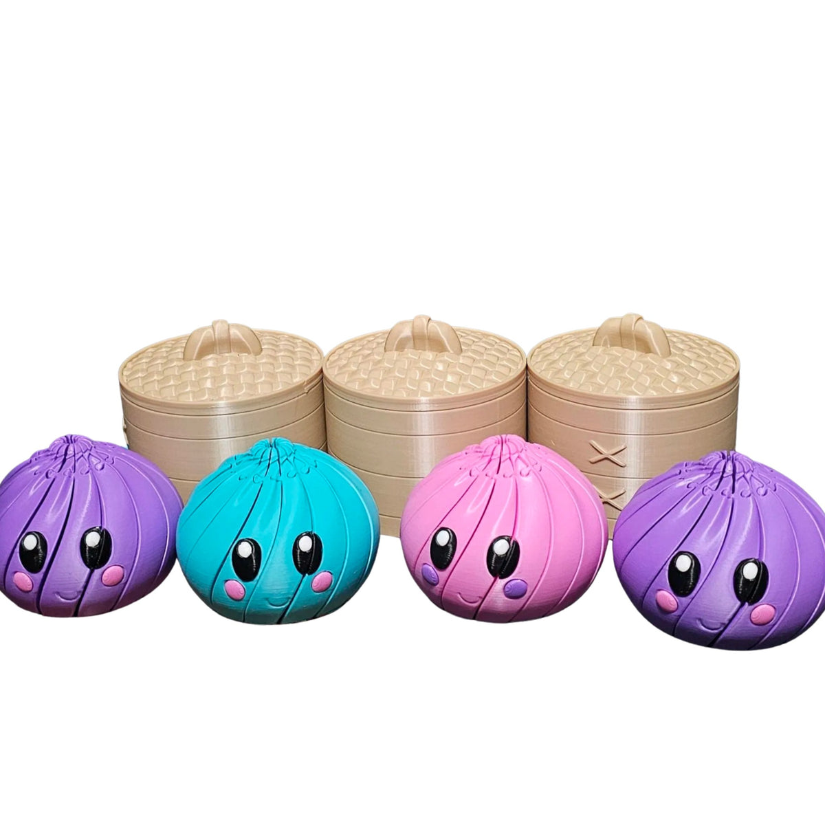 Fidget dumpling antiestrés con vaporera impreso en 3D en varios colores