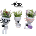 Pack 3 Maceteros Robert Plant Lentes Con Cafe